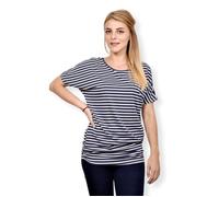 Tee shirt femme MADEMOISELLE J - Manches courtes - Rayée - Bleu S/M(36/38)