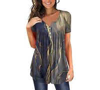 Tee Shirt Femme Manche 3/4 Coton, Debardeur Été Femme Petit Haut Col Roulé Tops Sexy Femme Blouse sans Manches Tee-Shirt Imprimée Fleurie T Shirt Blanc