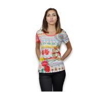 Tee shirt femme manches courtes 101 IDEES - Motifs imprimés multicolores L/XL
