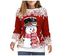 Tee Shirt Femme Manches Longues Col Rond Casual Mode Noel Print Automne Hiver Nouvelle Tshirt Sport Marque 2023 Chic et Elegant Travail Extérieur Pas Cher Pulls, Gilets et Sweats Femme A-Rouge S