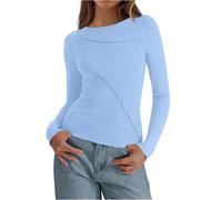 Tee Shirt Femme Manches Longues Running Laine Elegant Stitch Jacquard Couple Grande Taille Chauve Souris Doux Vêtements Femme Christmas Mohair Col Montant Pull Bleu Ciel XL
