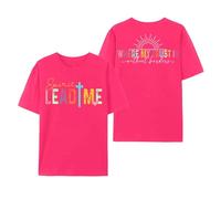 Tee Shirt Femme Manches Longues T-Shirt pour Femme avec Inscription « Over Fear » et Verset du psaume(L)