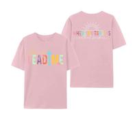 Tee Shirt Femme Manches Longues T-Shirt pour Femme avec Inscription « Over Fear » et Verset du psaume(Light Blue,S)