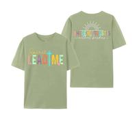 Tee Shirt Femme Manches Longues T-Shirt pour Femme avec Inscription « Over Fear » et Verset du psaume(Light Green,S)