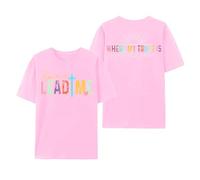 Tee Shirt Femme Manches Longues T-Shirt pour Femme avec Inscription « Over Fear » et Verset du psaume(M)