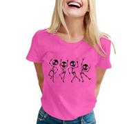Tee Shirt Femme Octobre Rose Sport Vêtements Tshirt Tee-Shirt pour Cancer du T Col V Manche 3/4 Coton Top Haut Ete Fluide Ample Sein Grande Taille T-Shirt Vetement Teeshirt,b-Rose Vif,S