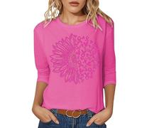 Tee Shirt Femme Rose,T Shirt Femme Grande Taille À Manches Courtes Col Rond Haut Décontractée Rose De Sensibilisation Au Cancer du Sein D'octobre Confortable Tunique