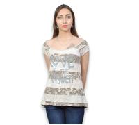 Tee shirt femme sans manche - MISS LUCKY - Beige - Taille unique 36/38 - 100% coton - Col rond 36/38