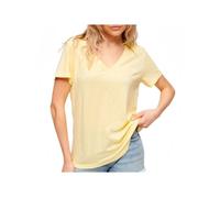 Superdry Studios Slub EMB Vee Tee C4-T-Shirt Basique Non imprimé (W), Citronier, 36 Femme