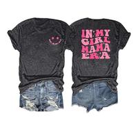 Tee-Shirt Femme T-Shirt à Manches Courtes réversible imprimé Lettre pour Femme,Haut décontracté à la Mode(Dark Gray,XL)