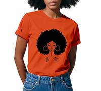 Tee-Shirt Femme T-Shirt Graphique Black Power Black Girl pour Femme | T-Shirt de Concert de Musique pour Femmes africaines | Vêtements Afro élégants(Orange,M)