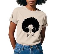 Tee-Shirt Femme T-Shirt Graphique Black Power Black Girl pour Femme | T-Shirt de Concert de Musique pour Femmes africaines | Vêtements Afro élégants(Beige,XL)