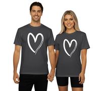 Tee Shirt Femme - T-Shirt Unisexe Assorti pour Couple avec imprimé cœur col Rond décontracté pour Femmes et Hommes vêtement de Mode Confortable et Tendance