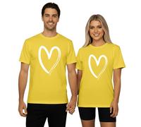 Tee Shirt Femme - T-Shirt Unisexe Assorti pour Couple avec imprimé cœur col Rond décontracté pour Femmes et Hommes vêtement de Mode Confortable et Tendance