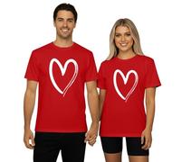 Tee Shirt Femme - T-Shirt Unisexe Assorti pour Couple avec imprimé cœur col Rond décontracté pour Femmes et Hommes vêtement de Mode Confortable et Tendance