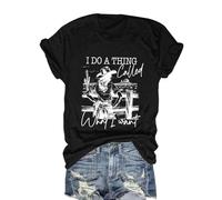 Tee Shirt Femme Western Country Sud Graphique Imprimé Manches Courtes Haut Décontracté Style Cowboy T Shirt Thématique(Black-g, M)