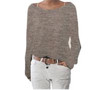 Tee Shirt Femmes uni T-shirt Fit Grande VêTements XH562 Marron XS