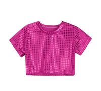 Tee Shirt Fille,Costume décontracté à Paillettes pour Petites Filles et garçons, Robe de, Haut à Manches Courtes Chemises Longues Boutonnées pour Filles (8-9 Years)