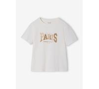 Tee-shirt fille imprimé manches courtes écru 12A