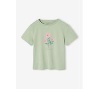 Tee-shirt fille imprimé manches courtes vert sauge 4A