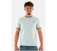 Tee shirt Fred Perry M1588 V08 Lgice/Mdnghblue - Homme - Coton - Manches courtes - Col classique M