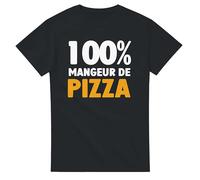 Tee Shirt Fun Homme 100% mangeur de Pizza - Tee Shirt Fete ou Anniversaire - Tshirt Drole - idée Cadeau Homme