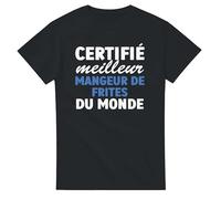 Tee Shirt Fun Homme Meilleur mangeur de Frites du Monde - Tee Shirt Fete ou Anniversaire - Tshirt Drole - idée Cadeau Homme