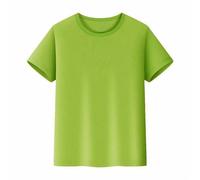 Tee Shirt Garçons Filles Classique Couleur Unie Coton T-Shirts Gamins Manche Courte Col Ras du Cou Tops Âge 2-14 Ans
