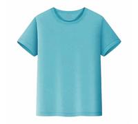 Tee Shirt Garçons Filles Classique Couleur Unie Coton T-Shirts Gamins Manche Courte Col Ras du Cou Tops Âge 2-14 Ans