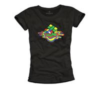 Tee Shirt Geek Femme Rubiks Cube idée cadeau - idée cadeau Theory Noir S L