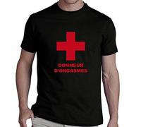 Tee Shirt Geek - Humour - Croix Rouge - Donneur d'orgasmes - 100% Coton - Luxe - Noir - L