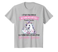 Tee Shirt Grande Sœur et Licorne - Annonce Grossesse Unique T-Shirt, Enfant, Argent, 2 Ans
