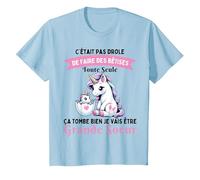 Tee Shirt Grande Sœur et Licorne - Annonce Grossesse Unique T-Shirt, Enfant, Bleu Céleste, 8 Ans