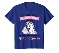 Tee Shirt Grande Sœur et Licorne - Annonce Grossesse Unique T-Shirt, Enfant, Bleu Royal, 8 Ans