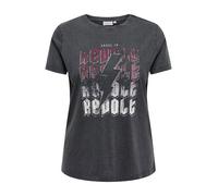 Tee shirt gris en coton biologique à motif éclair Femme ONLY CARMAKOMA 50/52