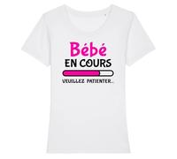 Tee shirt grossesse ""Bébé en cours"" - Pour Femme - Coton 100% bio - Confectionné en France S