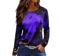 Tee-Shirt Halloween Femme Manches Longues Imprimé Halloween Haut