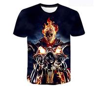 Tee Shirt Homme à Manches Courtes col Rond imprimé numérique 3D Ghost Rider-P_M