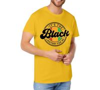Tee Shirt Homme à Manches Courtes Thème Black History Month Design Africain Liberté Haut Décontracté Style Conscient Vêtement de Célébration Culturelle(Yellow, S)