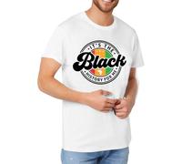 Tee Shirt Homme à Manches Courtes Thème Black History Month Design Africain Liberté Haut Décontracté Style Conscient Vêtement de Célébration Culturelle(White, XXL)