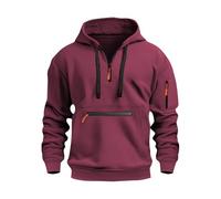 Tee Shirt Homme Blanc Sweat- Tee Shirt Manche Longue Coton Militaire Ado Original Pull Zippé Homme D'interieur Habillé Chaude Chantier Personnalisé Zippe Sweathomme Vin M