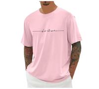 Tee-Shirt Homme col Rond Impression Texte cursif Los Angeles Poitrine/t-Shirt Coton Coupe Classique Urbain/Tenue Skate Rendez-Vous café Ville Estival Multi-Teintes Unies
