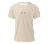 Tee-shirt homme col rond impression texte cursif Los Angeles poitrine/t-shirt coton coupe classique urbain/tenue skate rendez-vous café ville estival multi-teintes unies