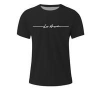 Tee-shirt homme col rond impression texte cursif Los Angeles poitrine/t-shirt coton coupe classique urbain/tenue skate rendez-vous café ville estival multi-teintes unies