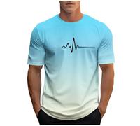 Tee-Shirt Homme Dégradé de Sport à Manches Courtes Ete T Shirt Imprimé Battement De Cœur Col Rond Haut Grande Taille Fin Cut Top Casaul Vêtements Vintage Cadeau Nouveauté