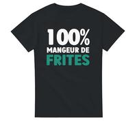 Tee Shirt Homme Drôle 100% mangeur de Frites - Tee Shirt Fete ou Anniversaire - Tshirt Drole - idée Cadeau Homme