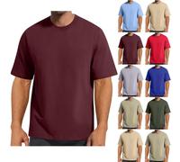 Tee Shirt Homme en Coton Manches Courtes col Round t Shirt Homme Classics Basic Running chemisers Couleur Unie Décontractée Chemise Ample Sports Gym Tee Shirts Simple Hommes