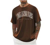 Tee Shirt Homme Ete T-Shirts à Manches Courtes Oversized Tshirt Long Col Rond Los Angeles Teeshirt Grande Taille Y2k Habit Imprimé Mode Vetement Court Lâche Tops Leger Coton Vêtements D'Été
