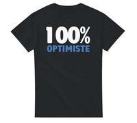 Tee Shirt Homme Fun 100% Optimiste - Tee Shirt Fete ou Anniversaire - Tshirt Drole - idée Cadeau Homme