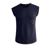 Tee Shirt Homme Grande Taille Col Rond, T Shirt Sport Homme sans Manches Couleur Unie Comfortable Décontracté D'été Top Ample Simple Classiques Doux De Tous Les Jours Passe-Partout Haut Nouveaux